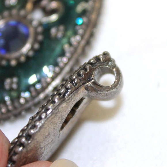 2 Teardrop Pendants with Heart Shape Cut-outs and Faux Gemstones - Picture 6 of 6